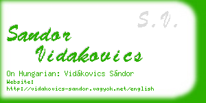 sandor vidakovics business card