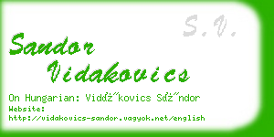 sandor vidakovics business card